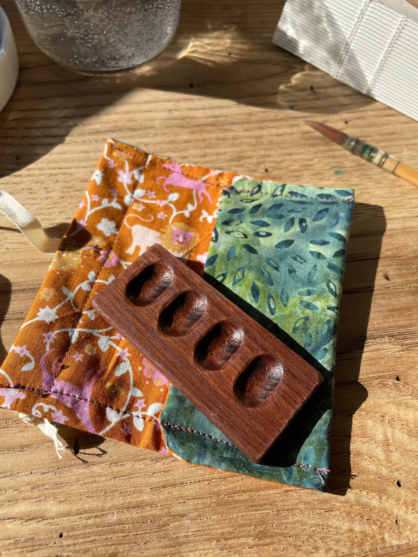4 Well Watercolor TinyPalette, walnut