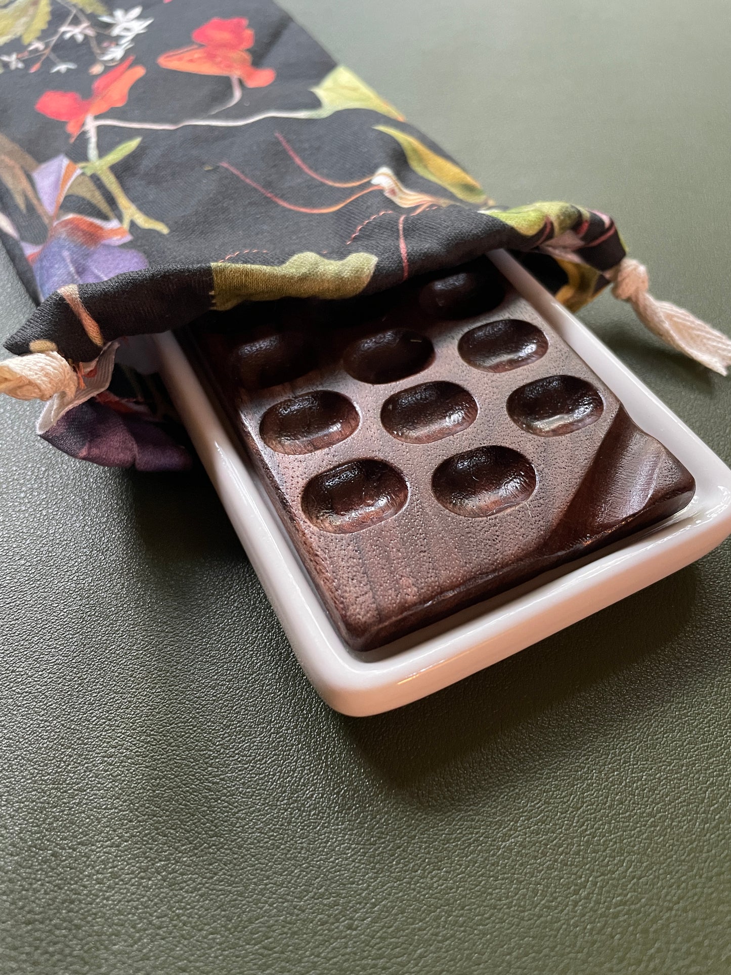22 Well Watercolor Palette, walnut and ceramic palette