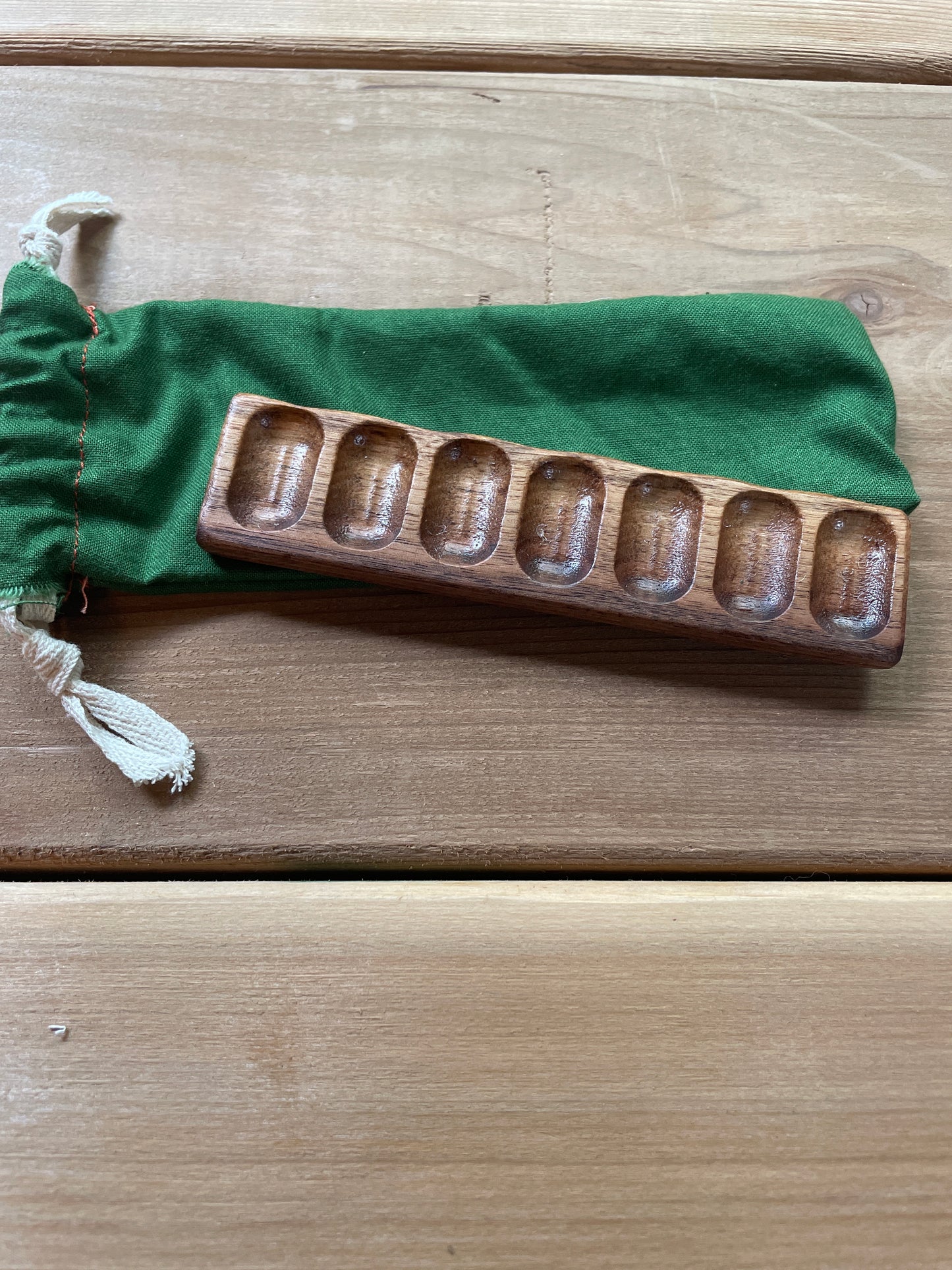 7 Well Watercolor Palette, walnut green bag