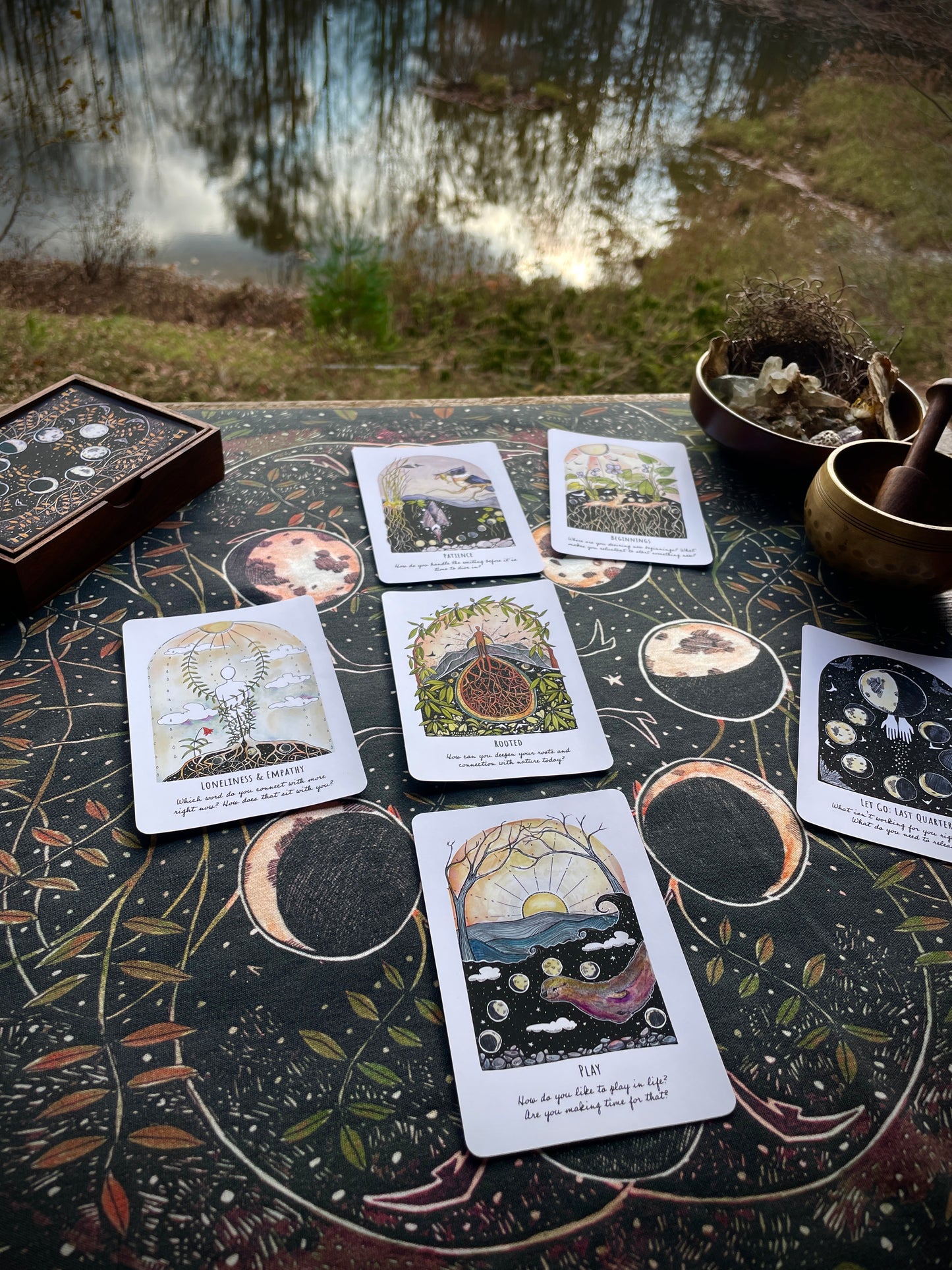 Phases & Forests Moon Cycle READING CLOTH / BANDANA 19x19"