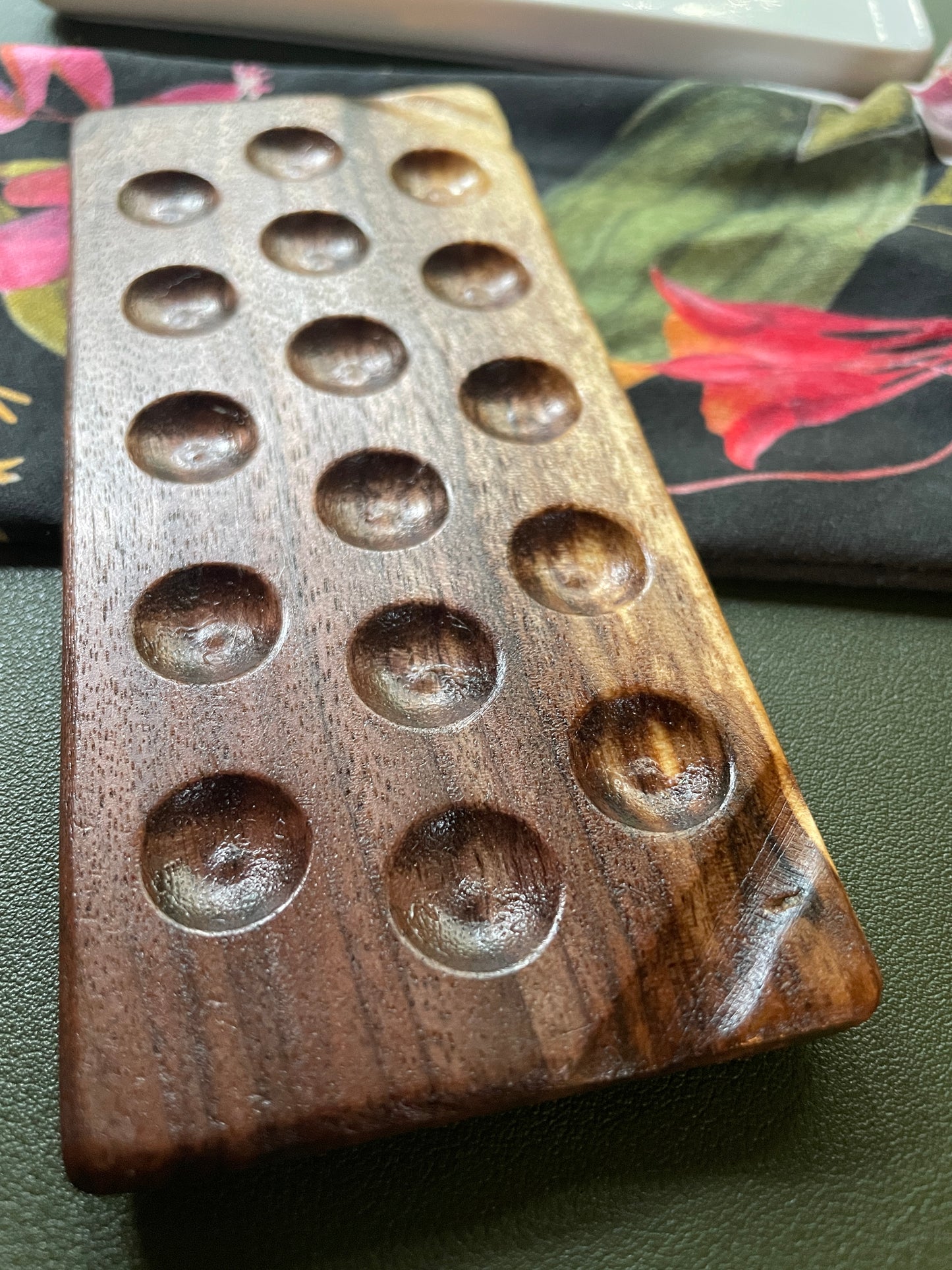 16 Well Watercolor Palette, walnut and ceramic palette