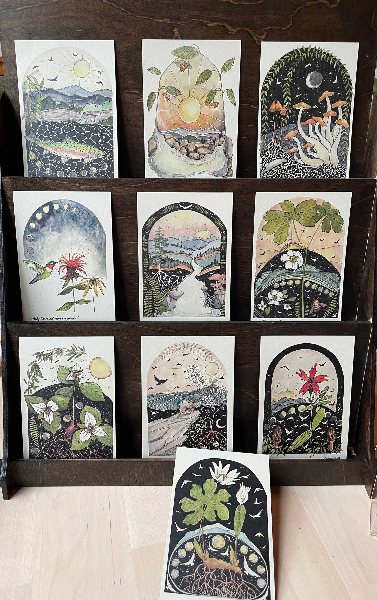 Hummingbird Bee Balm POSTCARD of plants and scenes the Blue Ridge Mountains