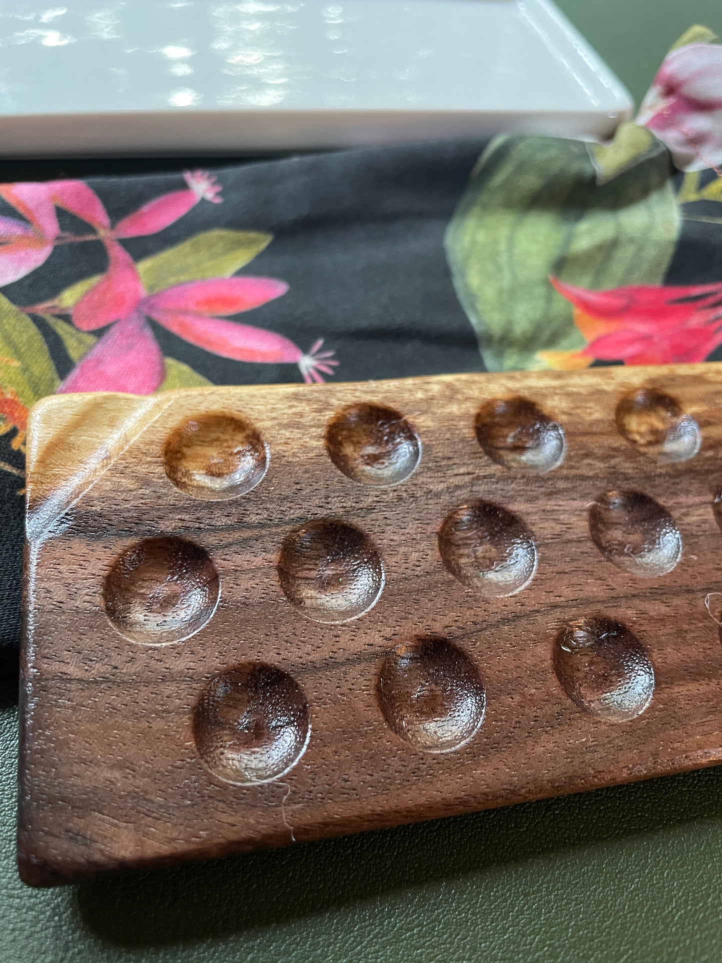 16 Well Watercolor Palette, walnut and ceramic palette