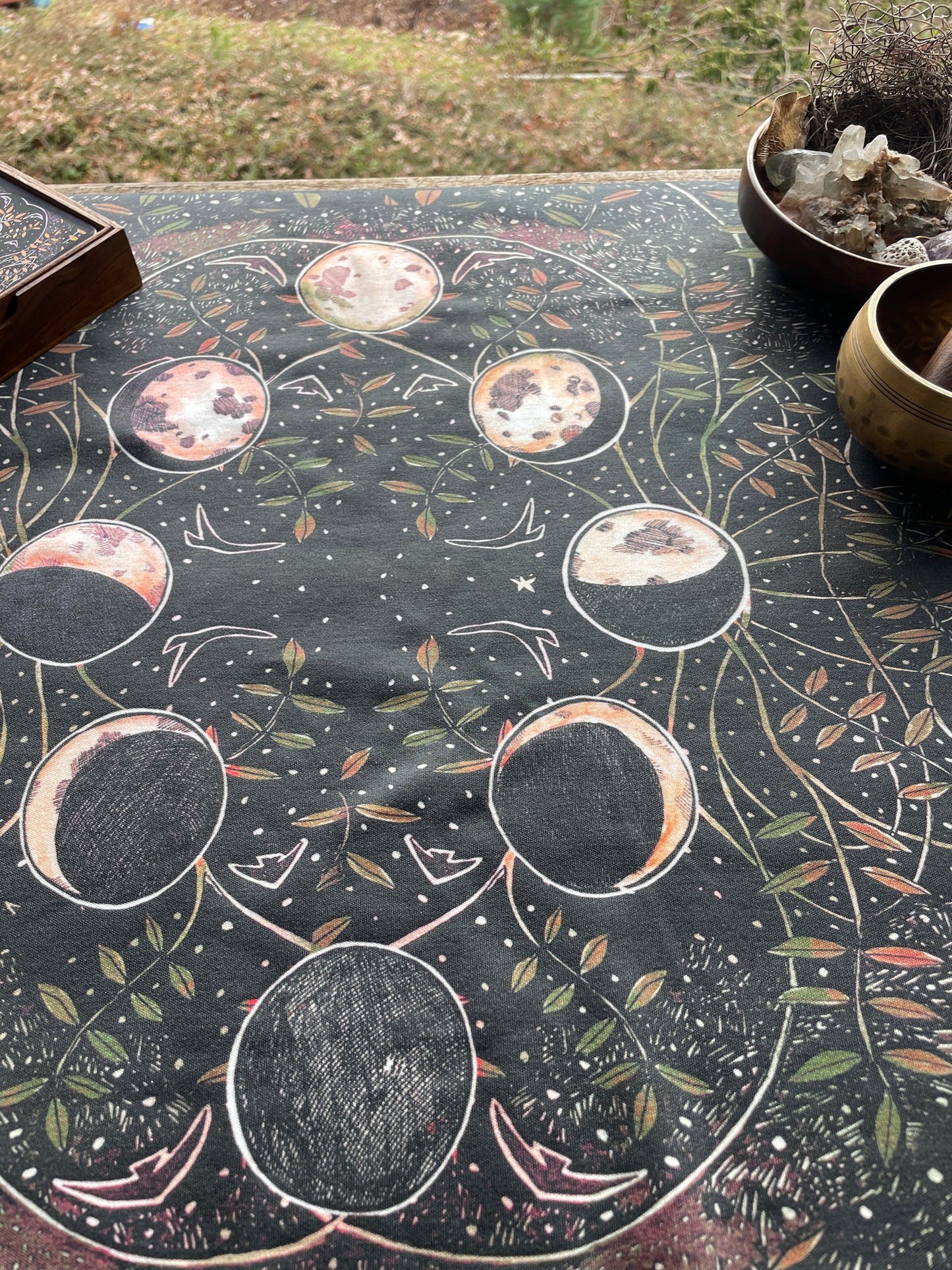 Phases & Forests Moon Cycle READING CLOTH / BANDANA 19x19"