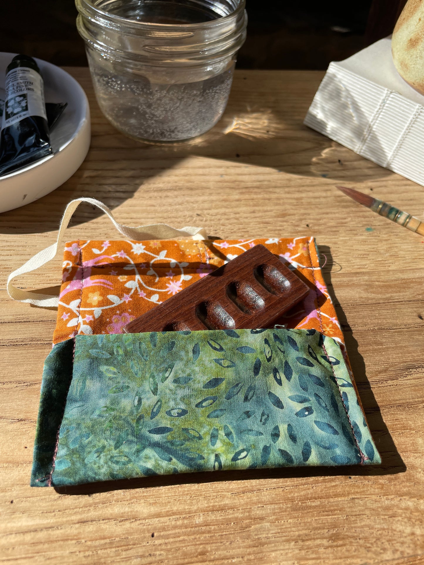 4 Well Watercolor TinyPalette, walnut