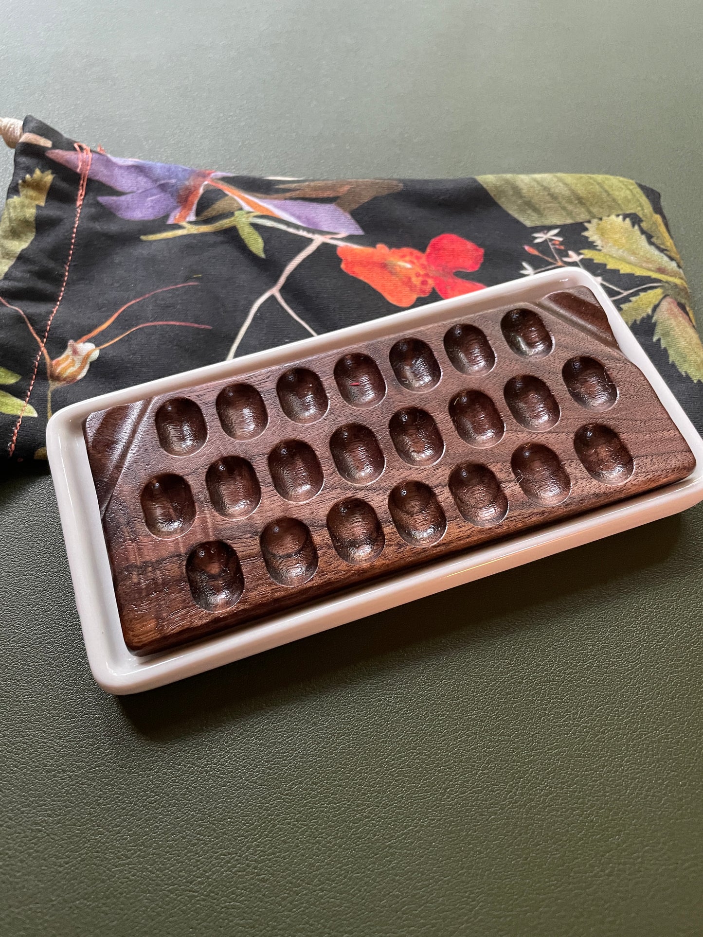 22 Well Watercolor Palette, walnut and ceramic palette