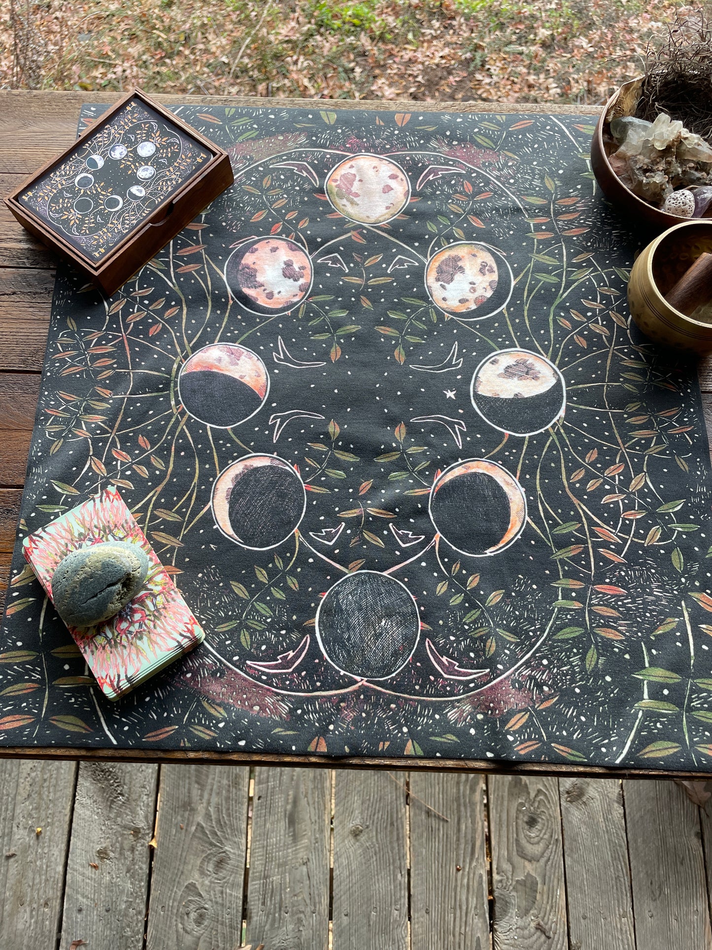 Phases & Forests Moon Cycle READING CLOTH / BANDANA 19x19"