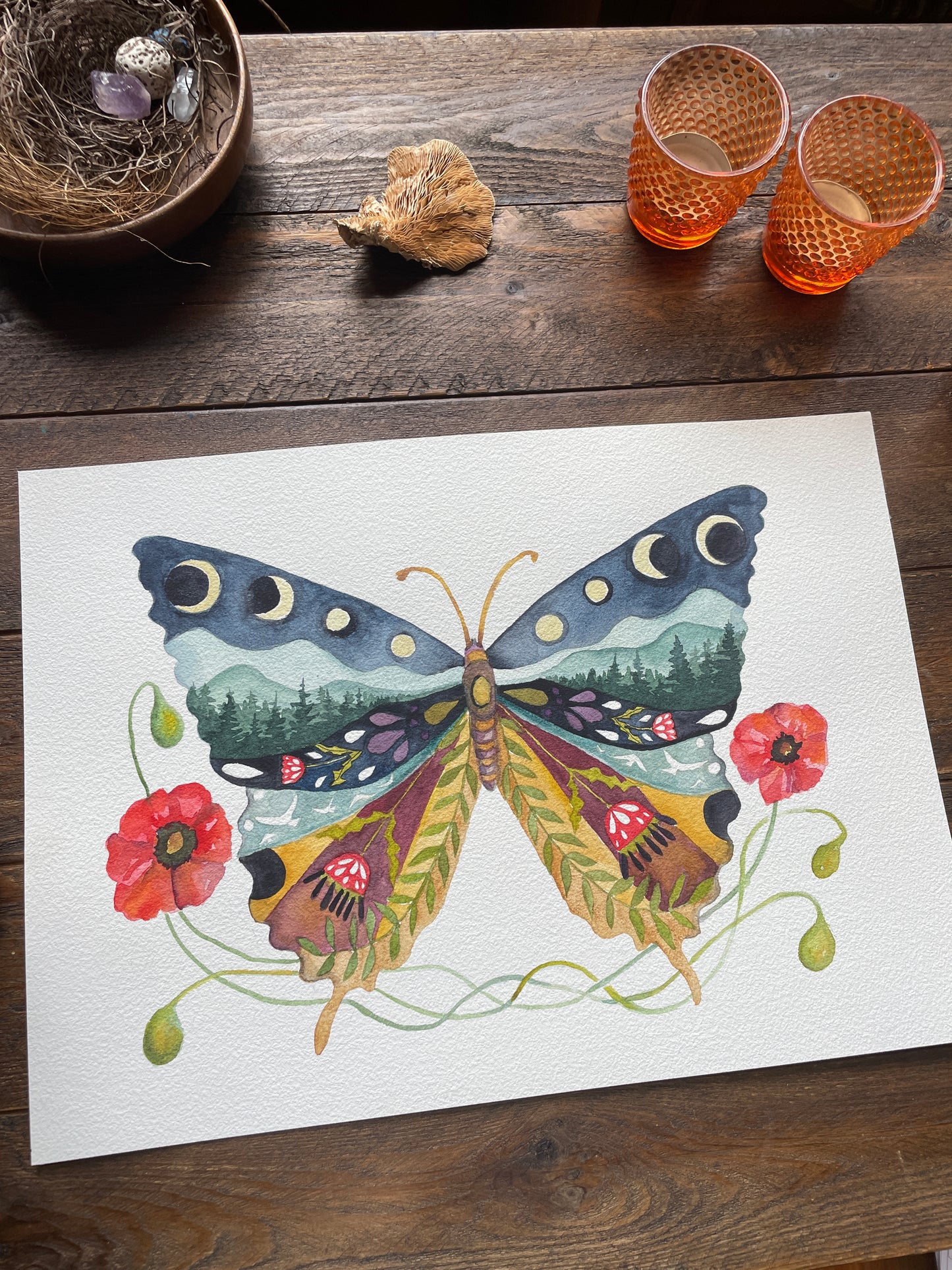 Swallowtail and Poppies ORIGINAL and PRINTS