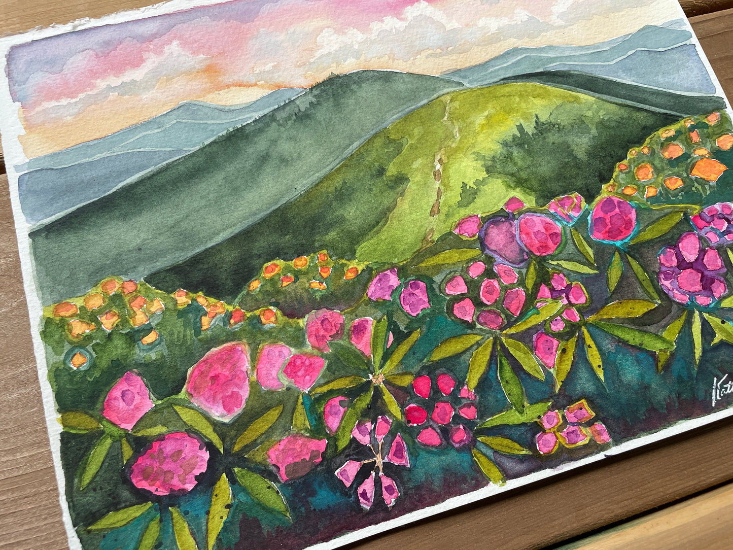 Rhododendrons on Roan ORIGINAL Watercolor