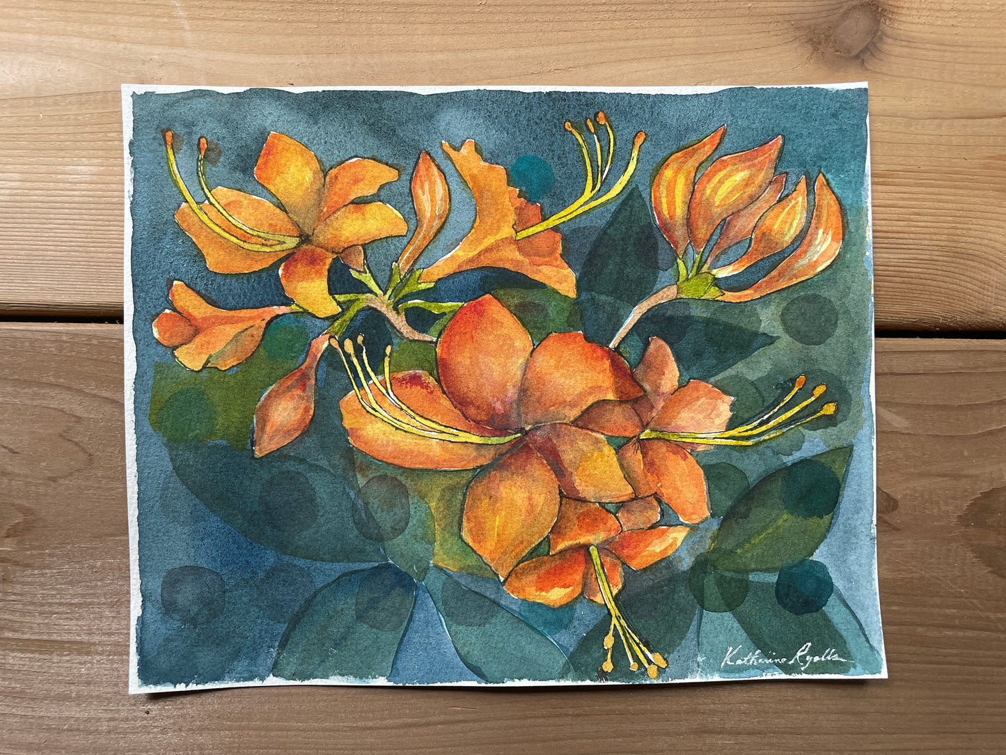 Flame Azaleas ORIGINAL Watercolor
