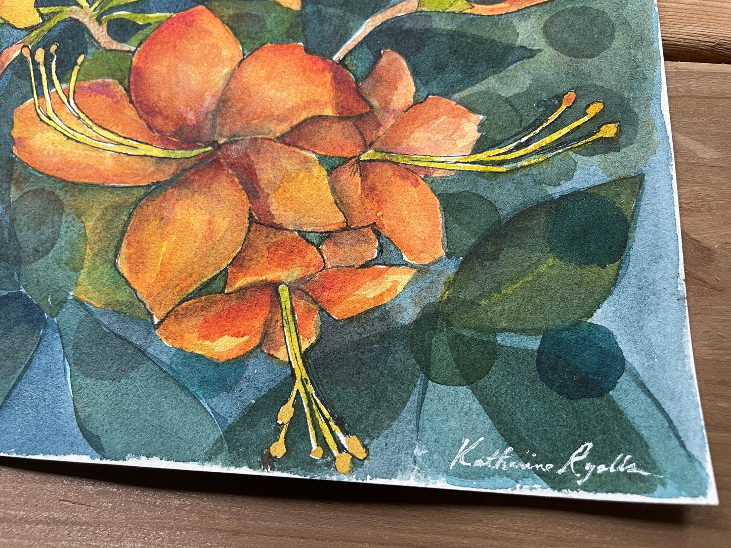 Flame Azaleas ORIGINAL Watercolor