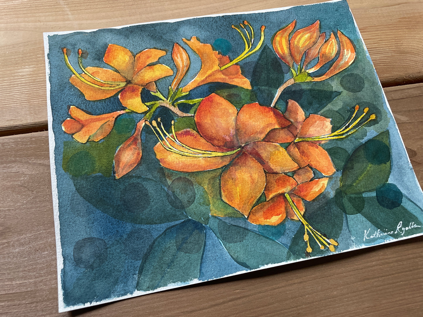 Flame Azaleas ORIGINAL Watercolor