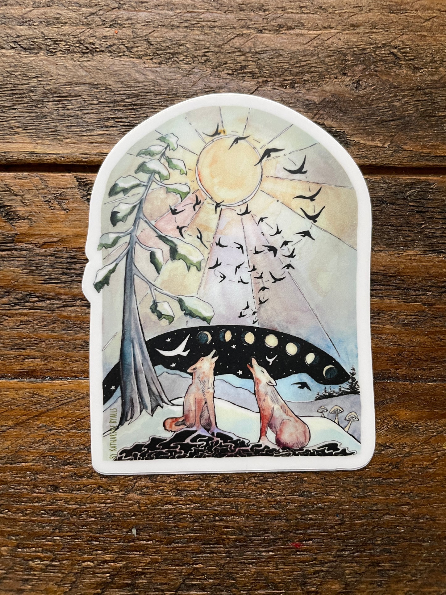 Coyotes Communicating 3" Vinyl Sticker Phases and Forests