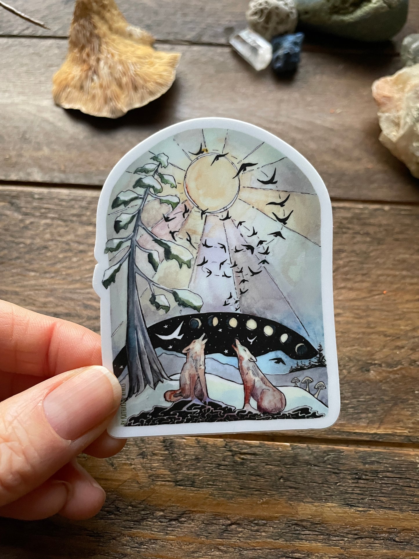 Coyotes Communicating 3" Vinyl Sticker Phases and Forests