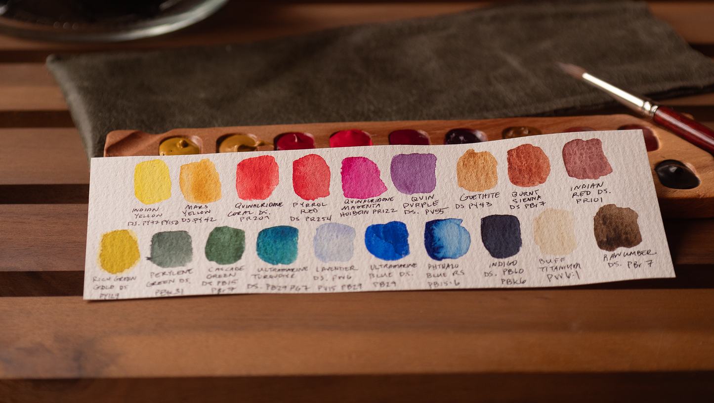 19 Well Watercolor Palette with paint, Sycamore