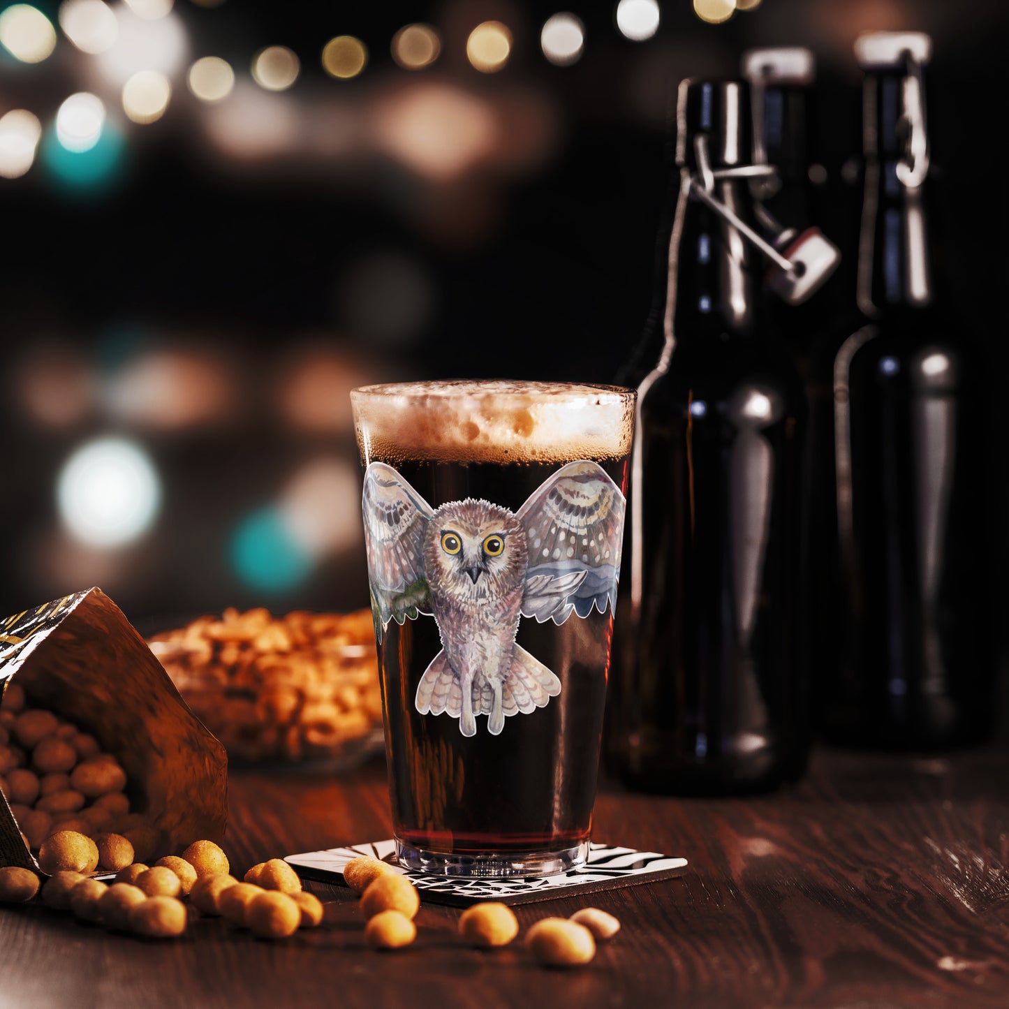 Grandfather Mountain, owl, pint glass