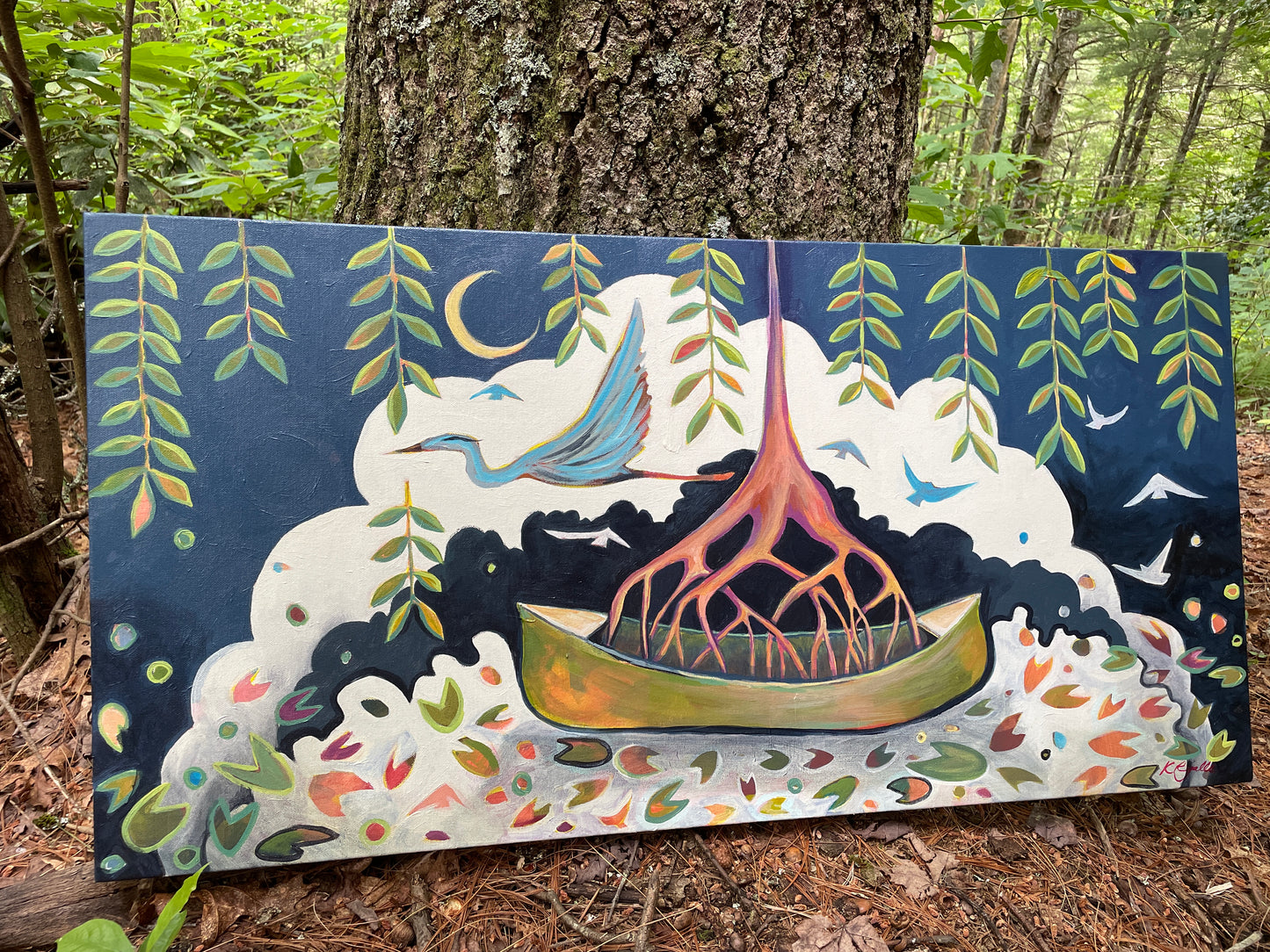 Soaring Through the Night ORIGINAL 36 x 18"