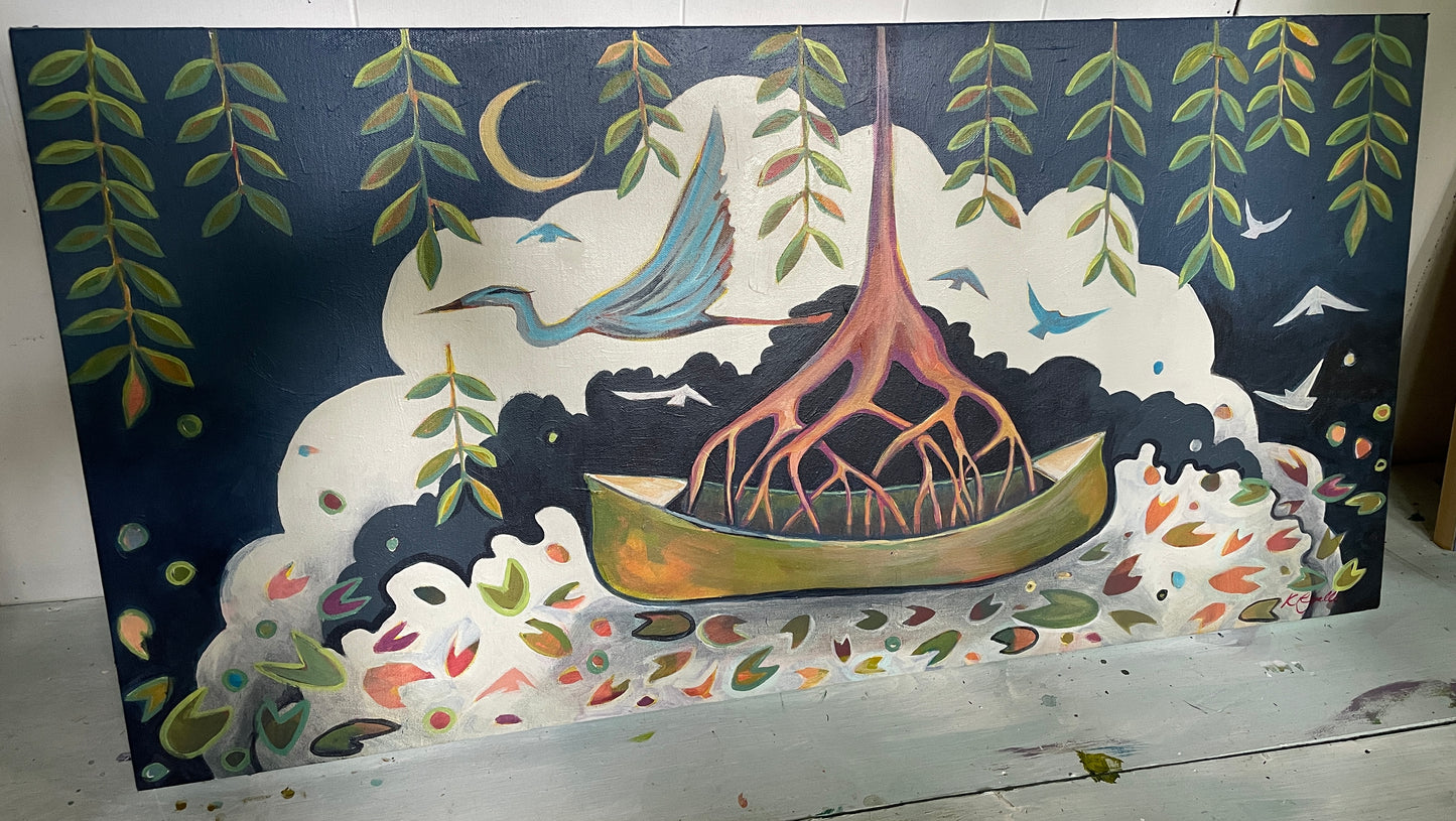 Soaring Through the Night ORIGINAL 36 x 18"
