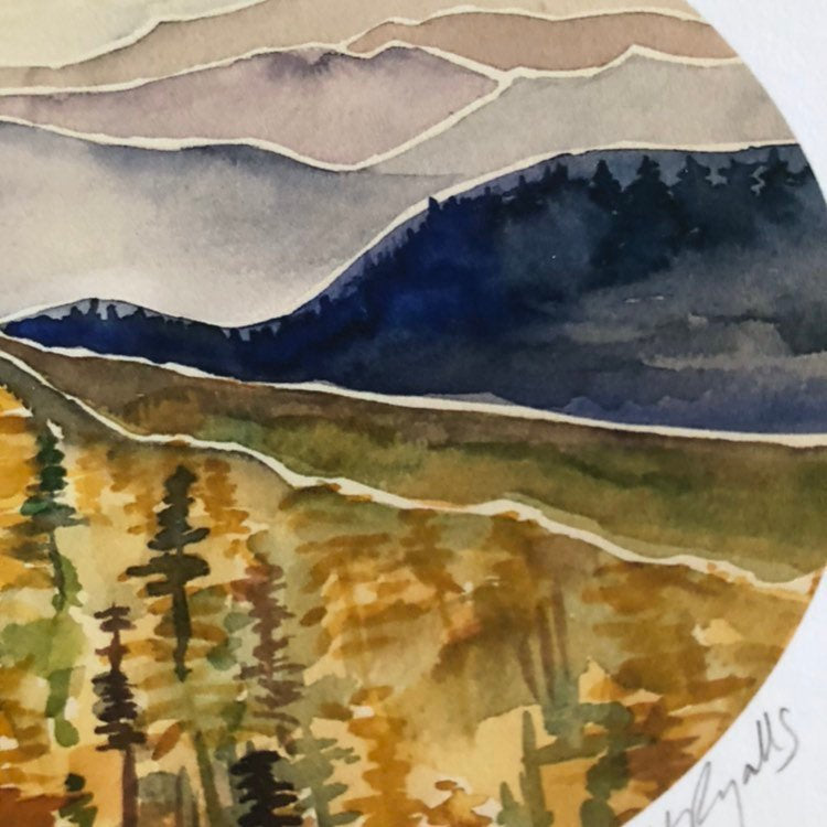 Blue Ridge Mountains North Carolina watercolor painting National Park Print kat ryalls Roan Mountain