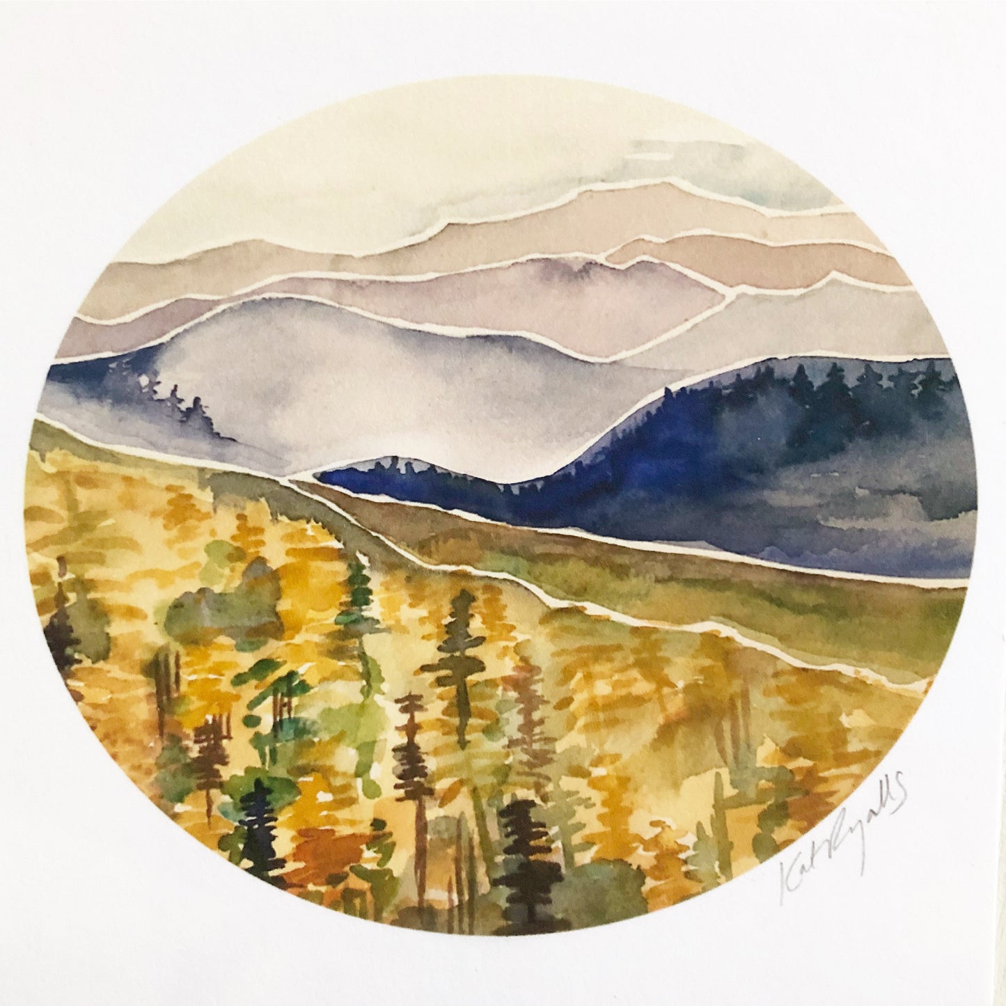 Blue Ridge Mountains North Carolina watercolor painting National Park Print kat ryalls Roan Mountain