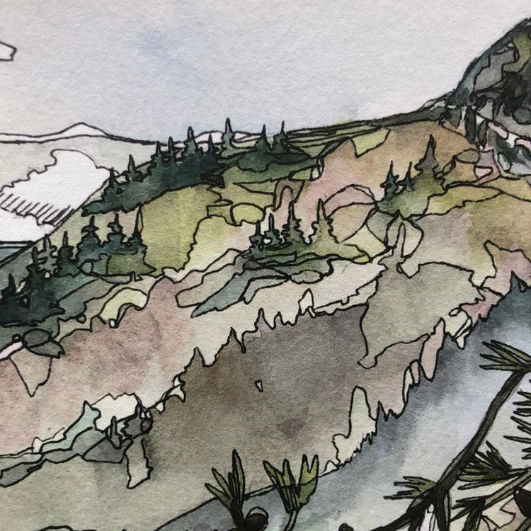 Linville Gorge Blue Ridge Mountains Hawksbill Mountain watercolor fine art print by kat ryalls North Carolina Mountains