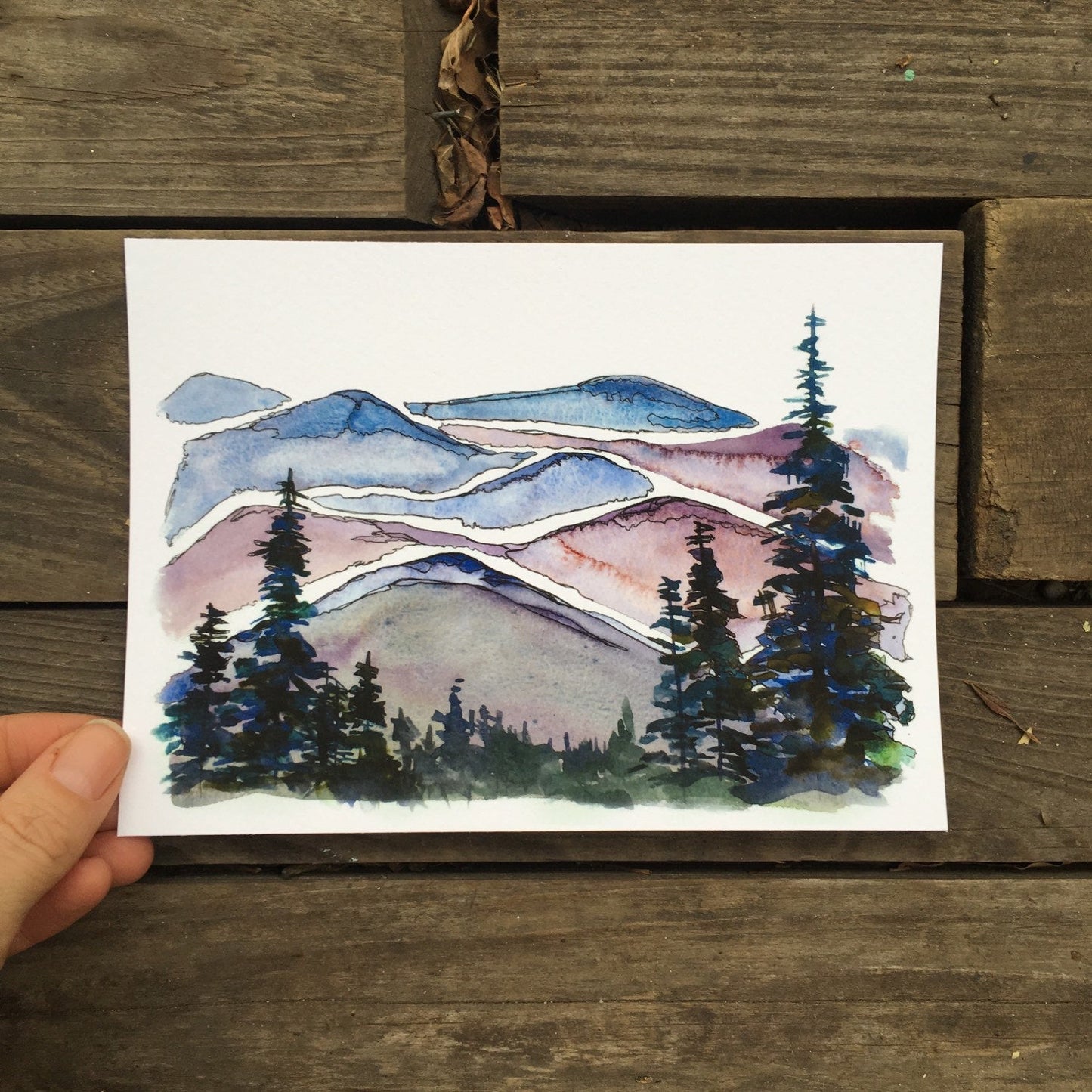 Blue Ridge Mountains North Carolina watercolor painting National Park Print kat ryalls