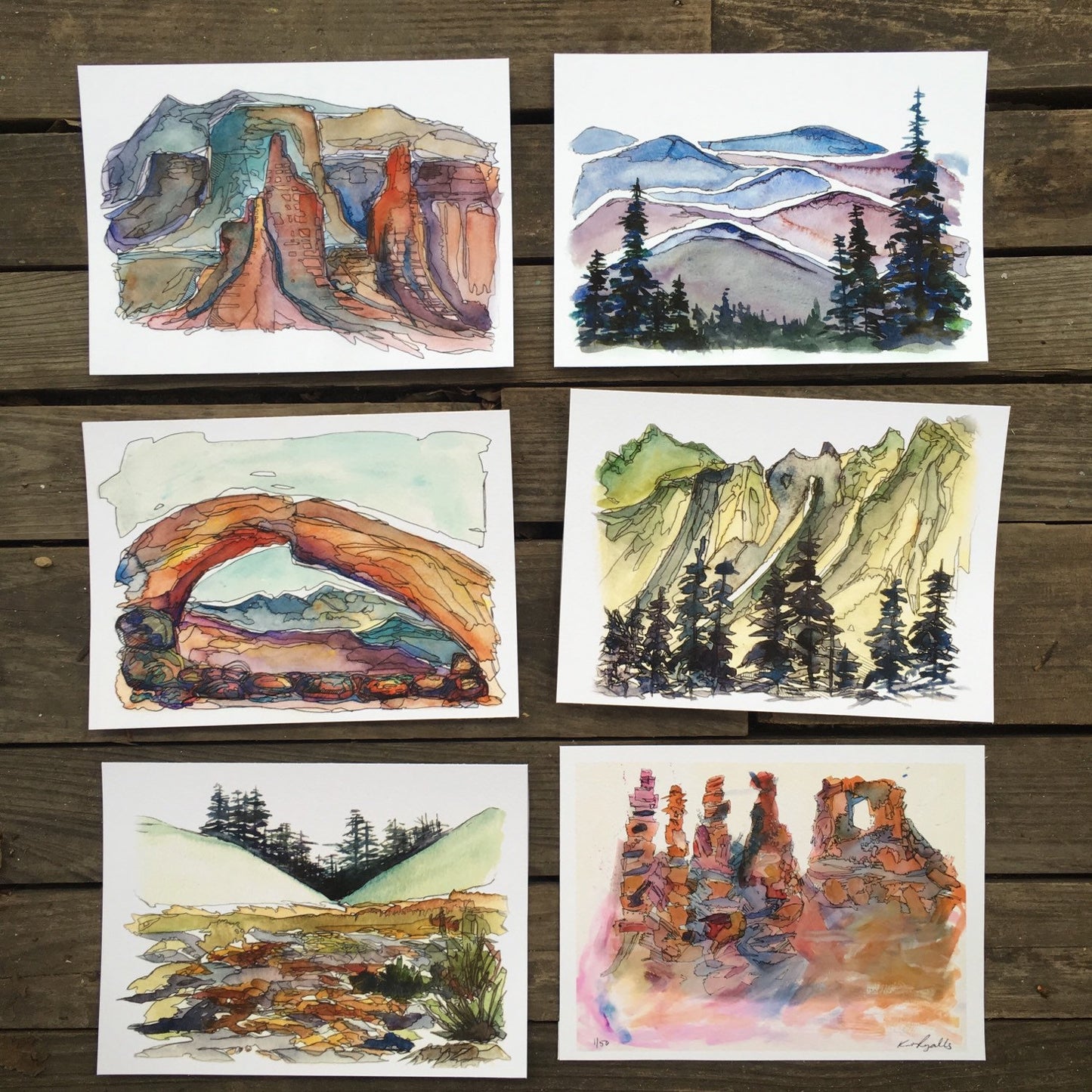 Blue Ridge Mountains North Carolina watercolor painting National Park Print kat ryalls