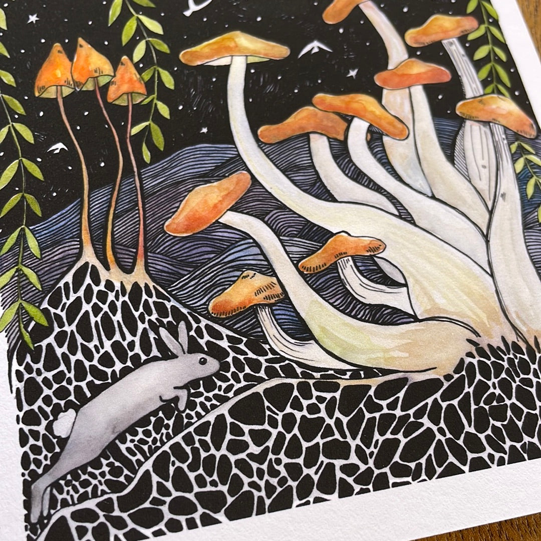 Midnight Mushrooms PRINT 5x7, 8x10, 11x14”