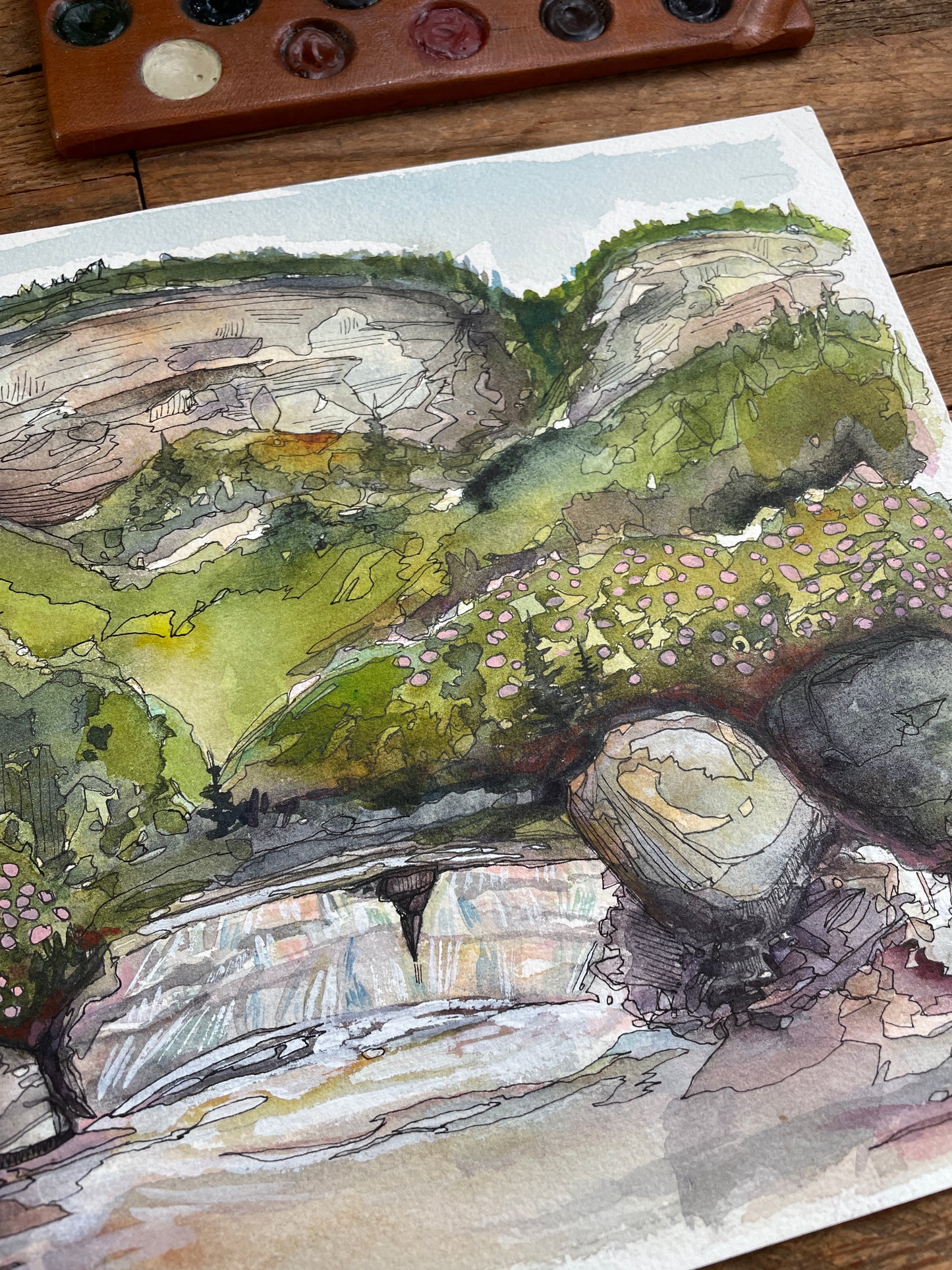 River Waterfall, Bynum Bluff, Linville Gorge ORIGINAL 9x12"