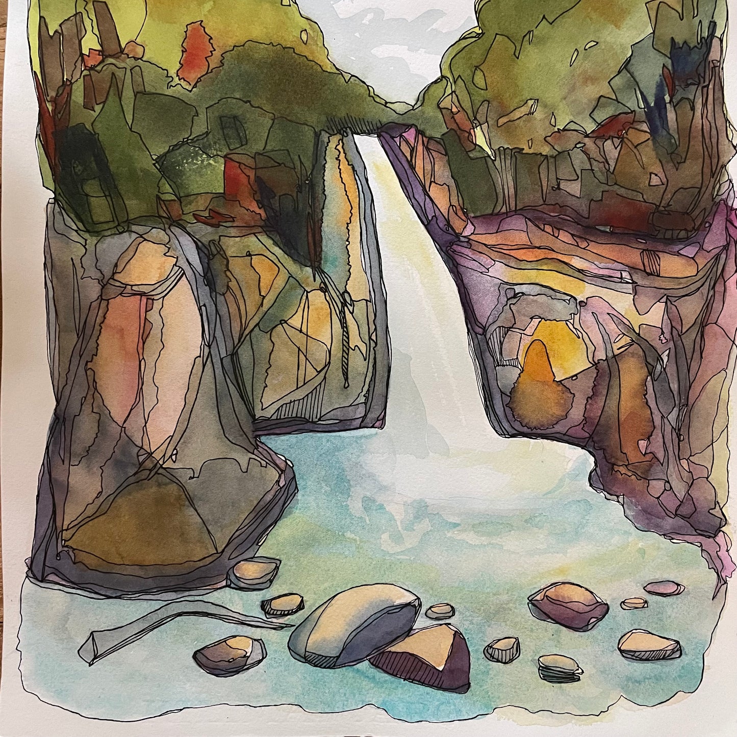 Where the Water Falls ORIGINAL 12x16"