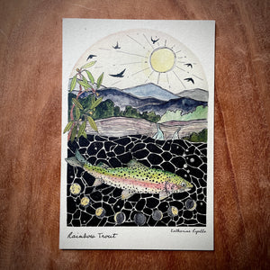 Rainbow Trout POSTCARD of plants and scenes the  Blue Ridge Mountains