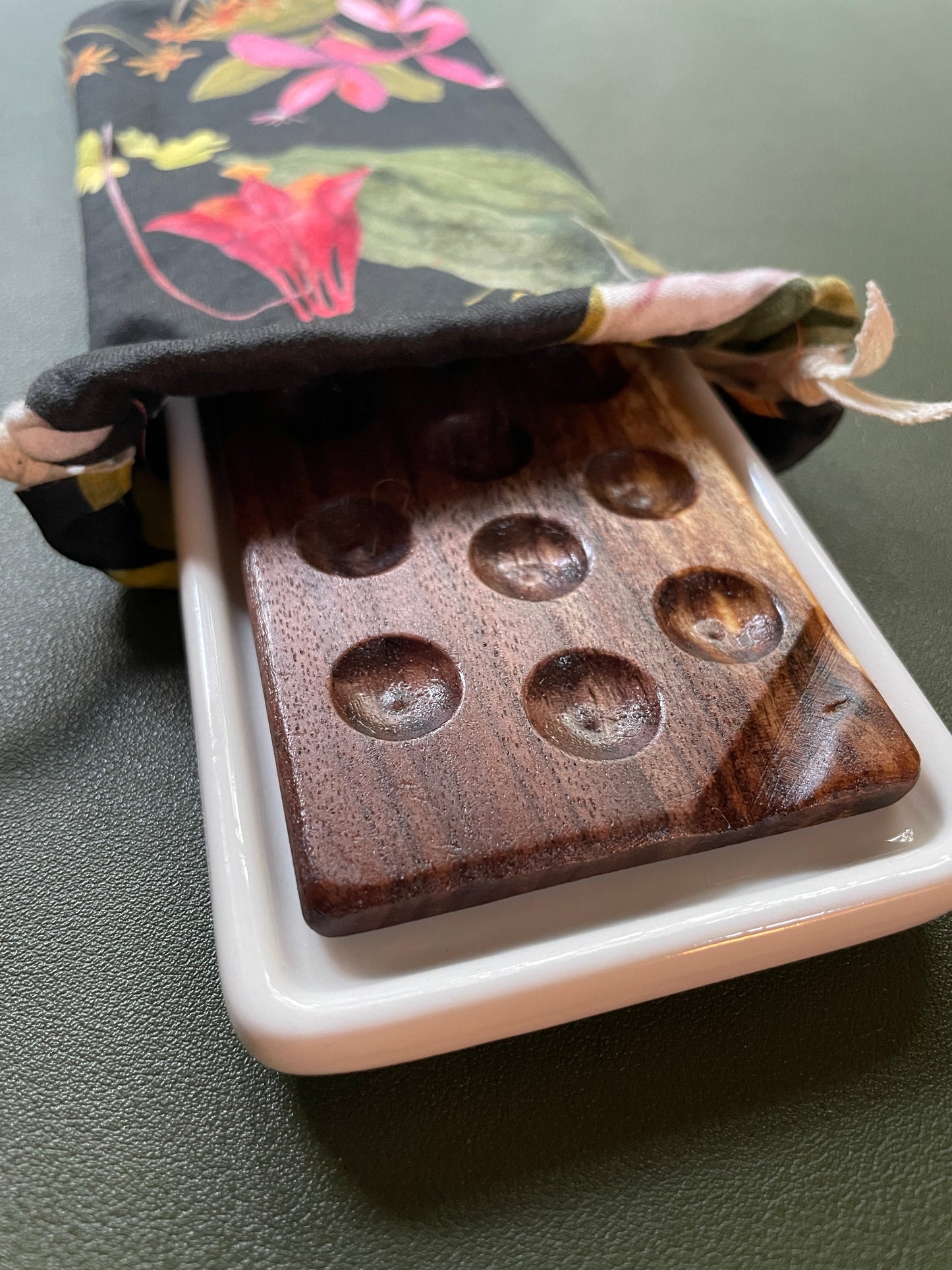 16 Well Watercolor Palette, walnut and ceramic palette
