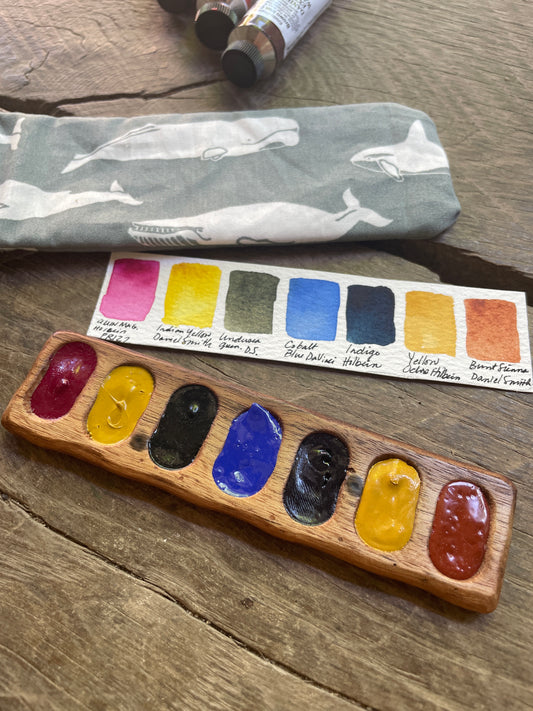 7 Well Watercolor Palette, Walnut
