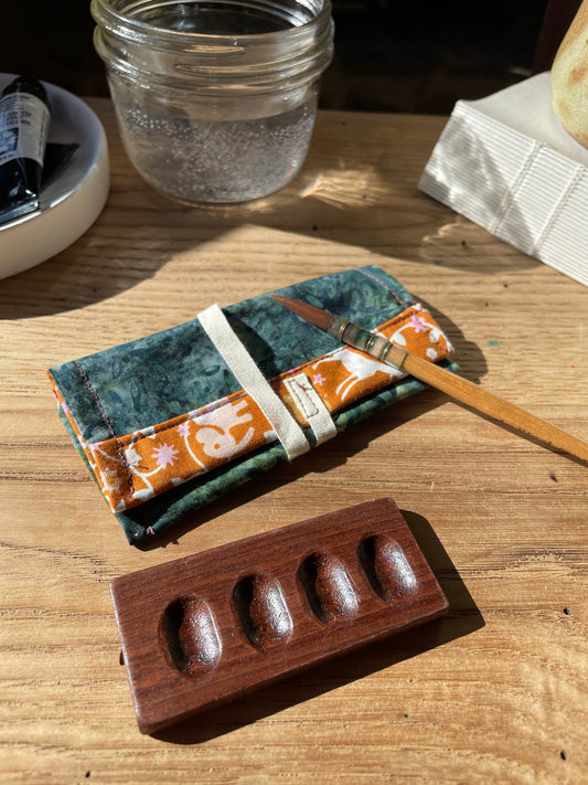 4 Well Watercolor TinyPalette, walnut