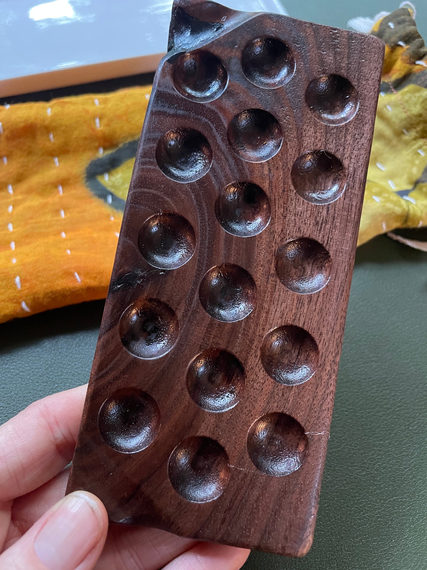 16 Well Watercolor Palette, walnut and ceramic palette