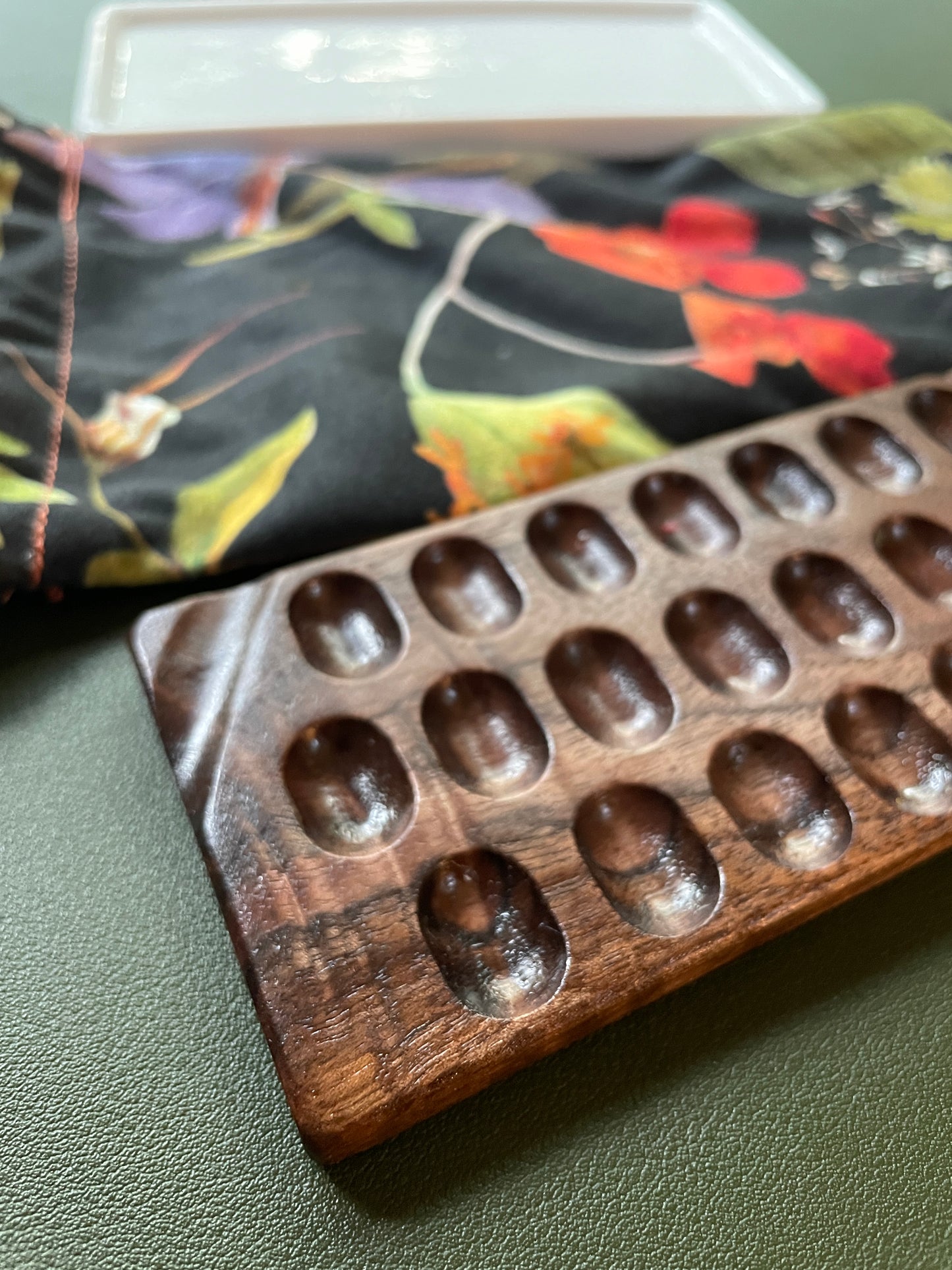 22 Well Watercolor Palette, walnut and ceramic palette