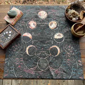 Phases & Forests Moon Cycle READING CLOTH / BANDANA 19x19"