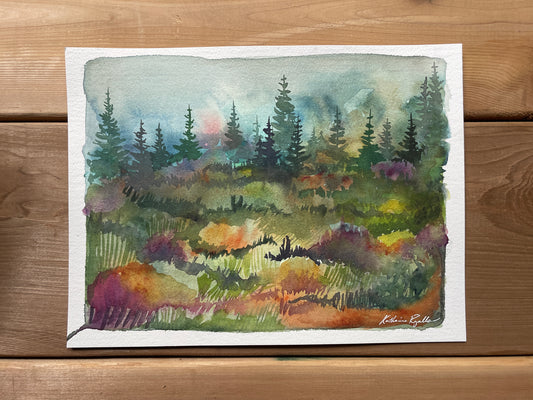 Spring Mountain Meadow  ORIGINAL Watercolor