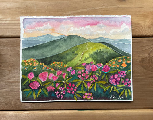 Rhododendrons on Roan ORIGINAL Watercolor