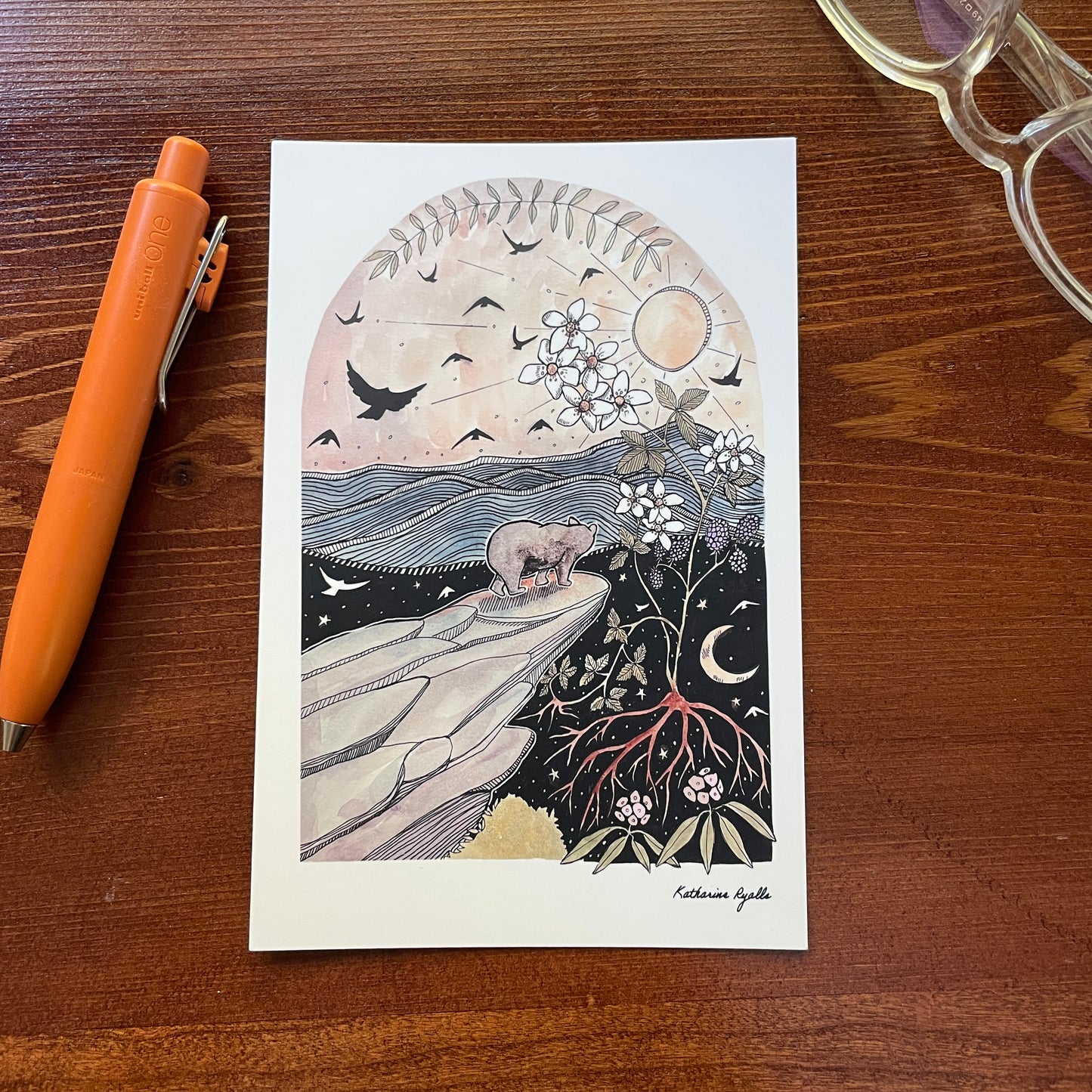 Rough Ridge Black Bear POSTCARD of plants and scenes the  Blue Ridge Mountains