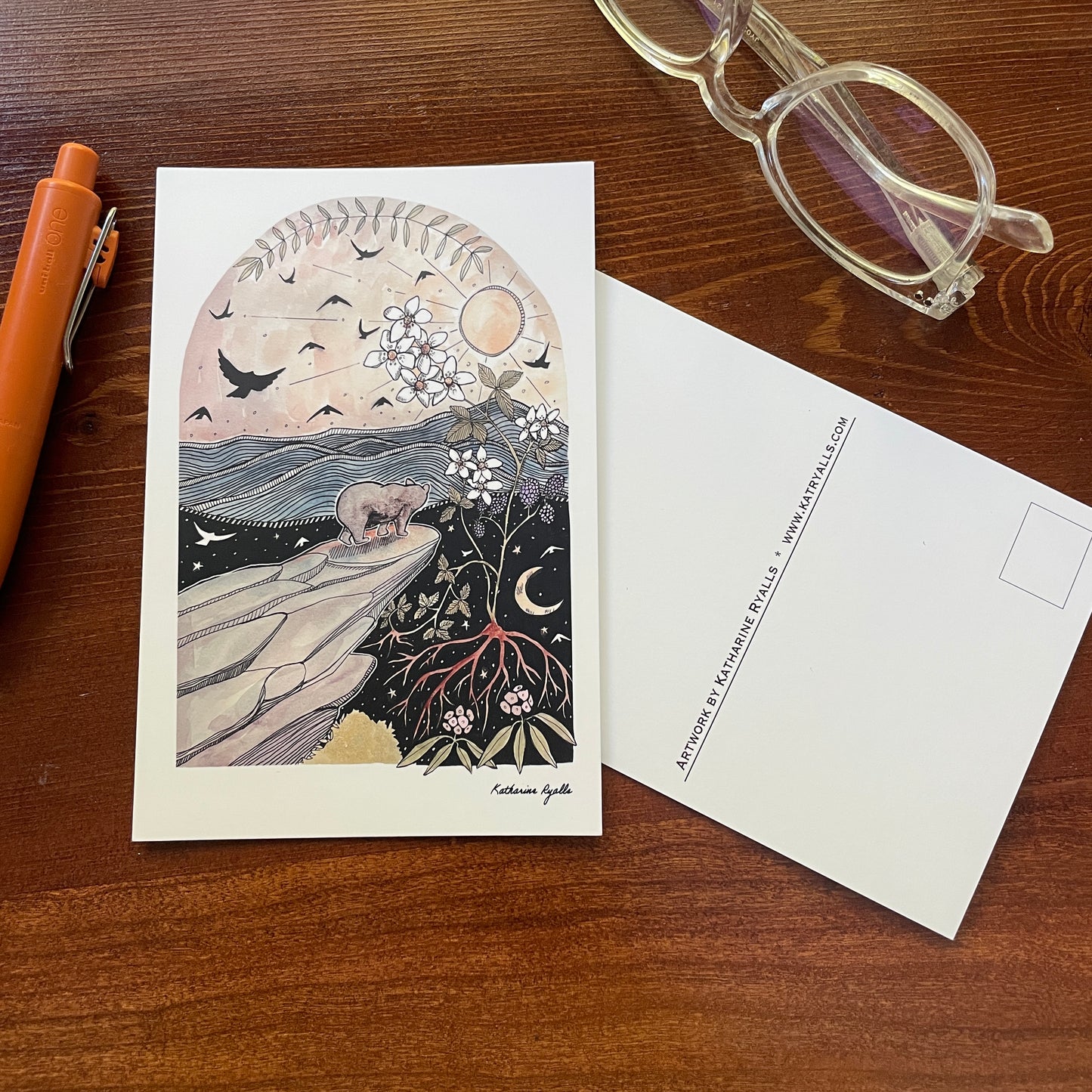 Rough Ridge Black Bear POSTCARD of plants and scenes the  Blue Ridge Mountains