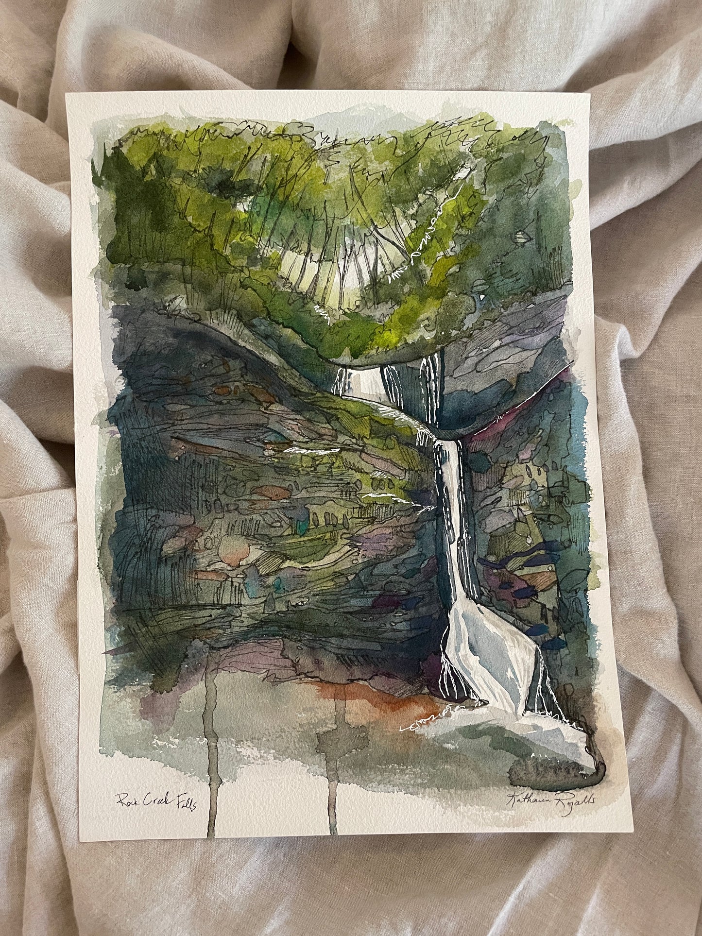Rock Creek Falls ORIGINAL Watercolor