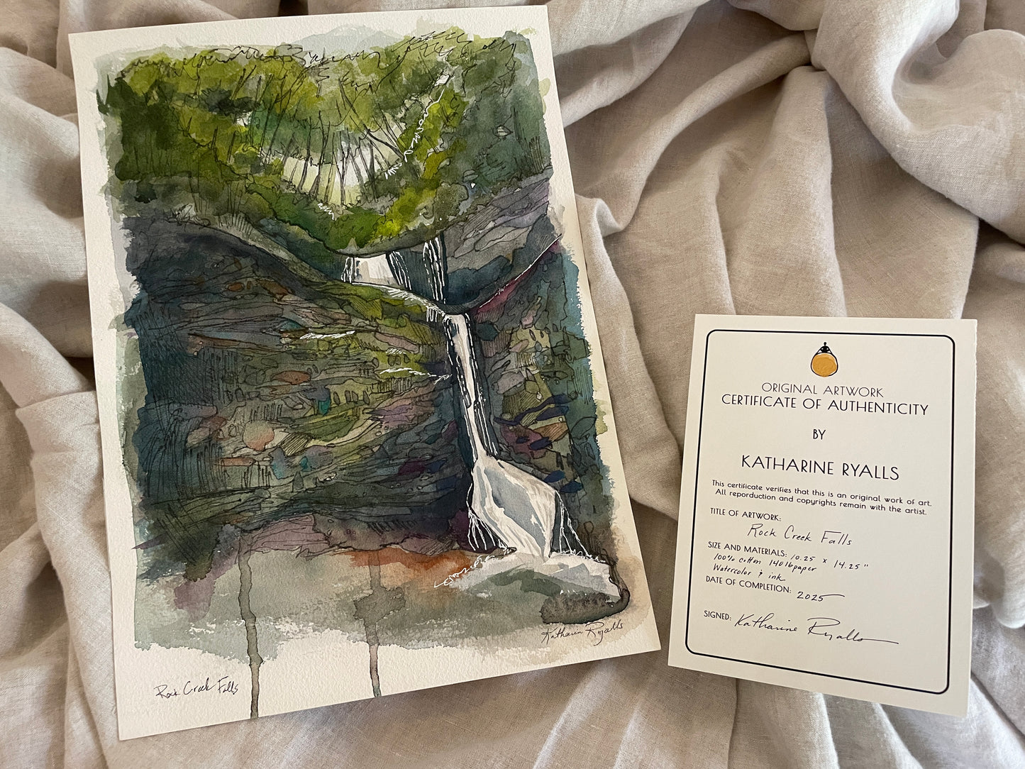 Rock Creek Falls ORIGINAL Watercolor