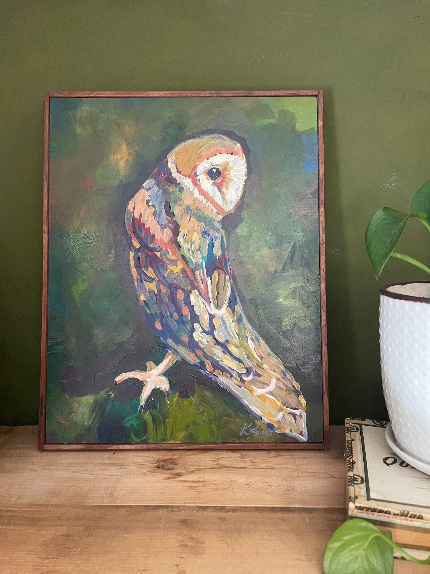 Serenity the Barn Owl ORIGINAL acrylic framed
