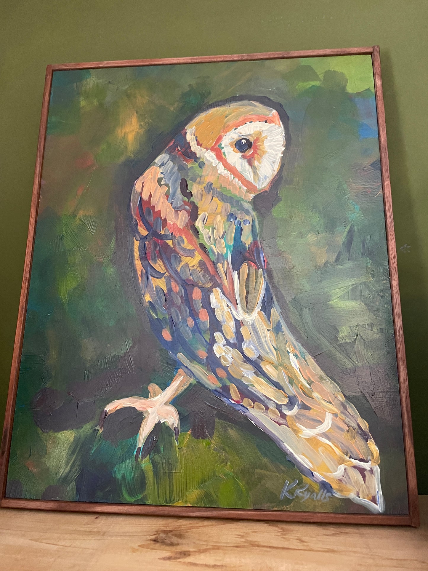 Serenity the Barn Owl ORIGINAL acrylic framed