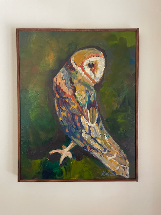 Serenity the Barn Owl ORIGINAL acrylic framed
