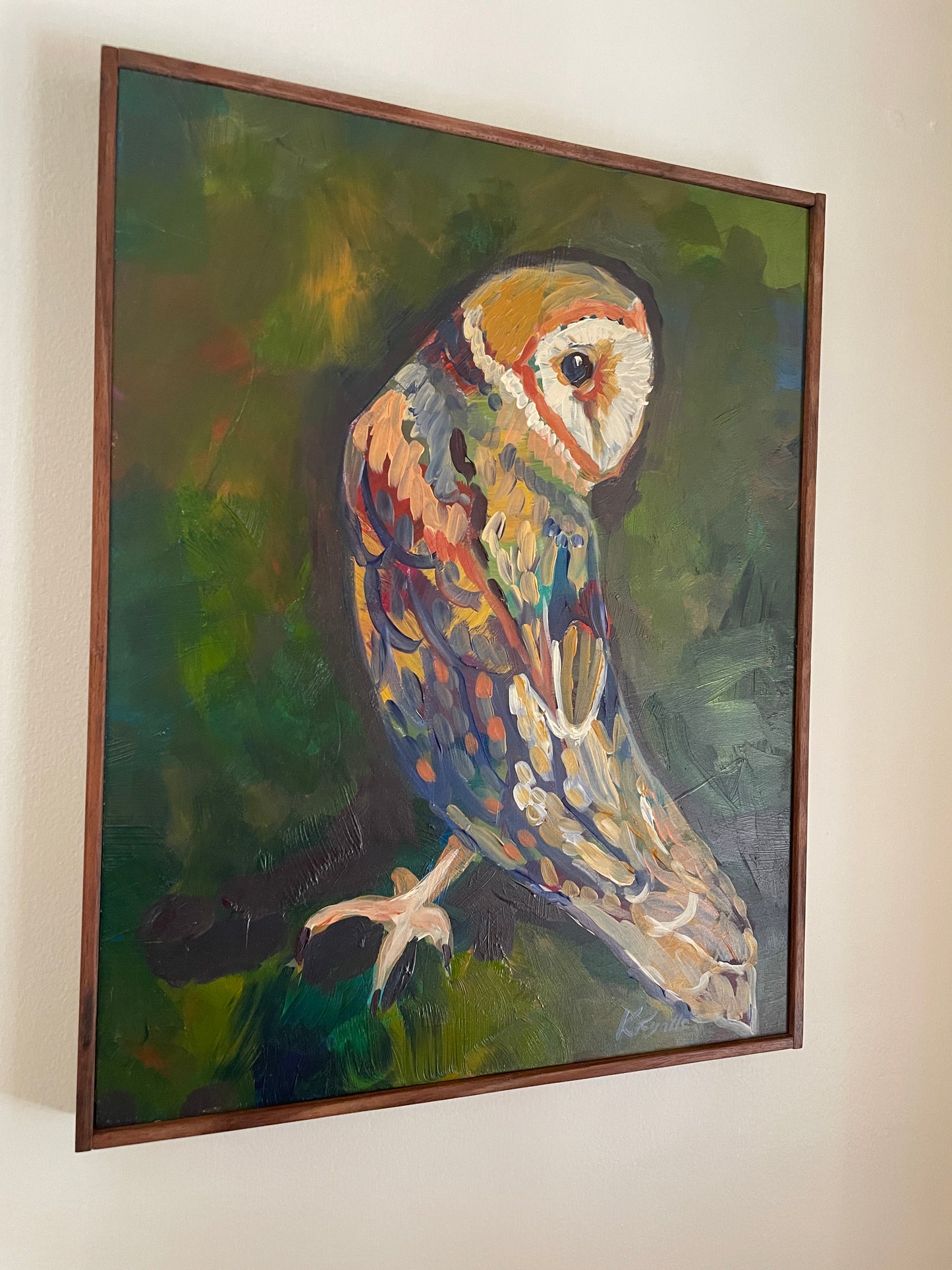 Serenity the Barn Owl ORIGINAL acrylic framed