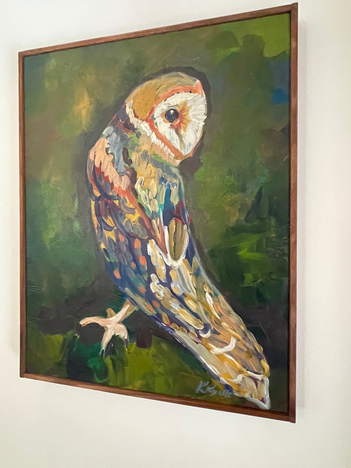 Serenity the Barn Owl ORIGINAL acrylic framed