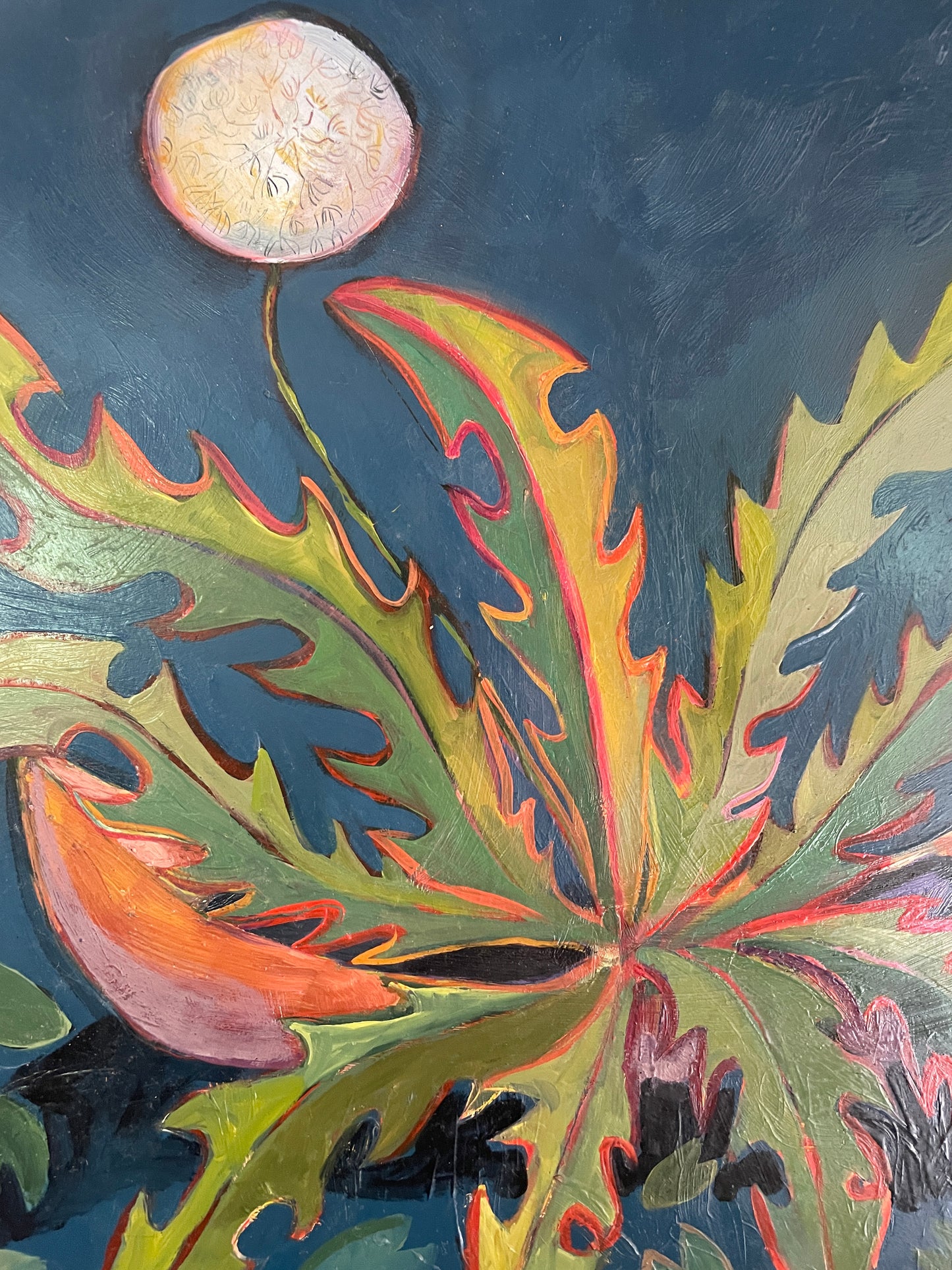 Dandelion Paddle ORIGINAL oil framed