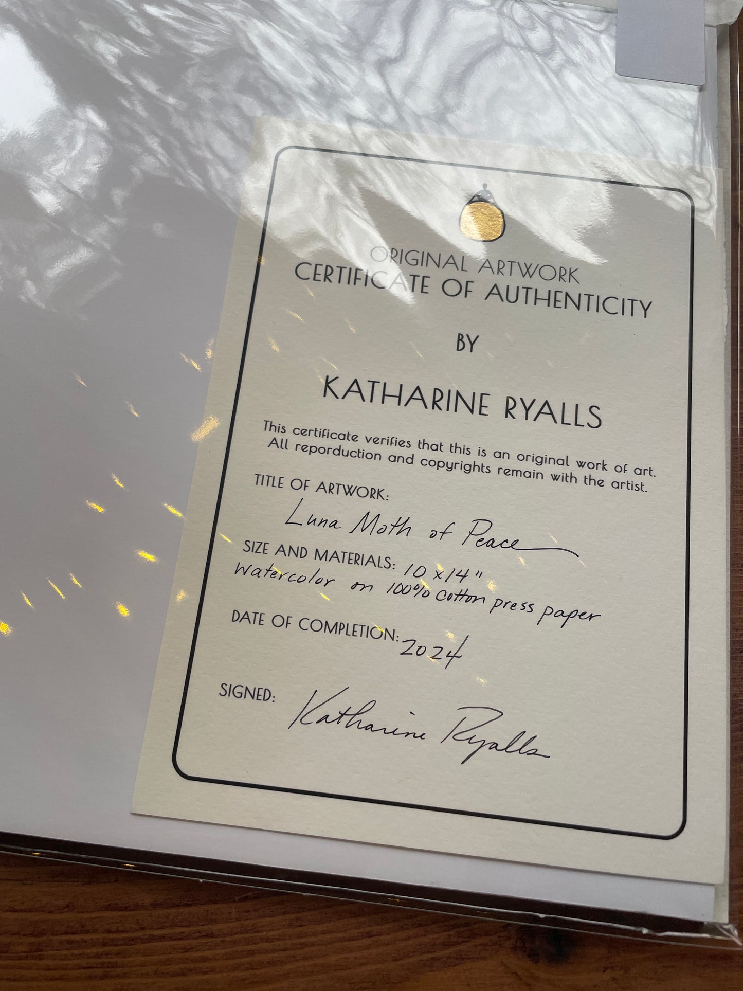 Luna Moth for Peace and Harmony ORIGINAL Watercolor